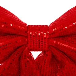 Grand nœud de Noël (H47 cm) Prestige sequins Rouge