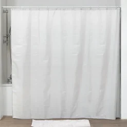 Grand rideau de douche à anneaux (240 x 200 cm) Uni Blanc