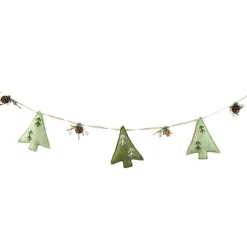 Guirlande déco en feutrine (1,3 m) Sapins et pommes de pin Vert
