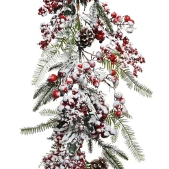 Guirlande de Noël (175 cm) garnie Baies givrées Rouge