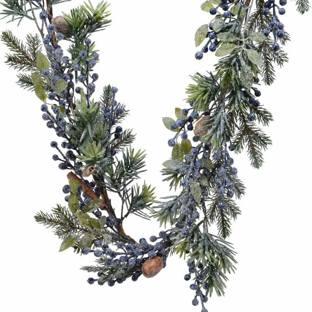 Guirlande de sapin (180 cm - D20) Garnie Baies bleues
