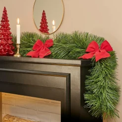 Guirlande de sapin (270 cm) Noeux Rouge