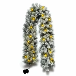 Guirlande de sapin lumineuse (180 cm - D25) Royal Vert enneigé et blanc chaud