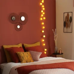 Guirlande lumineuse déco 20 boules 4,36 m Bobina Jaune moutarde