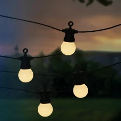 Guirlande lumineuse de jardin solaire 10 LED (4,5 m) Guinguette estivale Blanc chaud