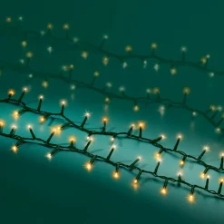Guirlande lumineuse 34 m 1500 LED câble vert Luxe Blanc chaud et chaud doré
