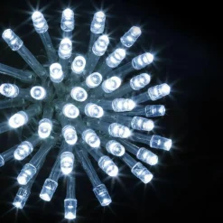 Guirlande lumineuse 30 m 300 LED câble transparent Timer Blanc froid