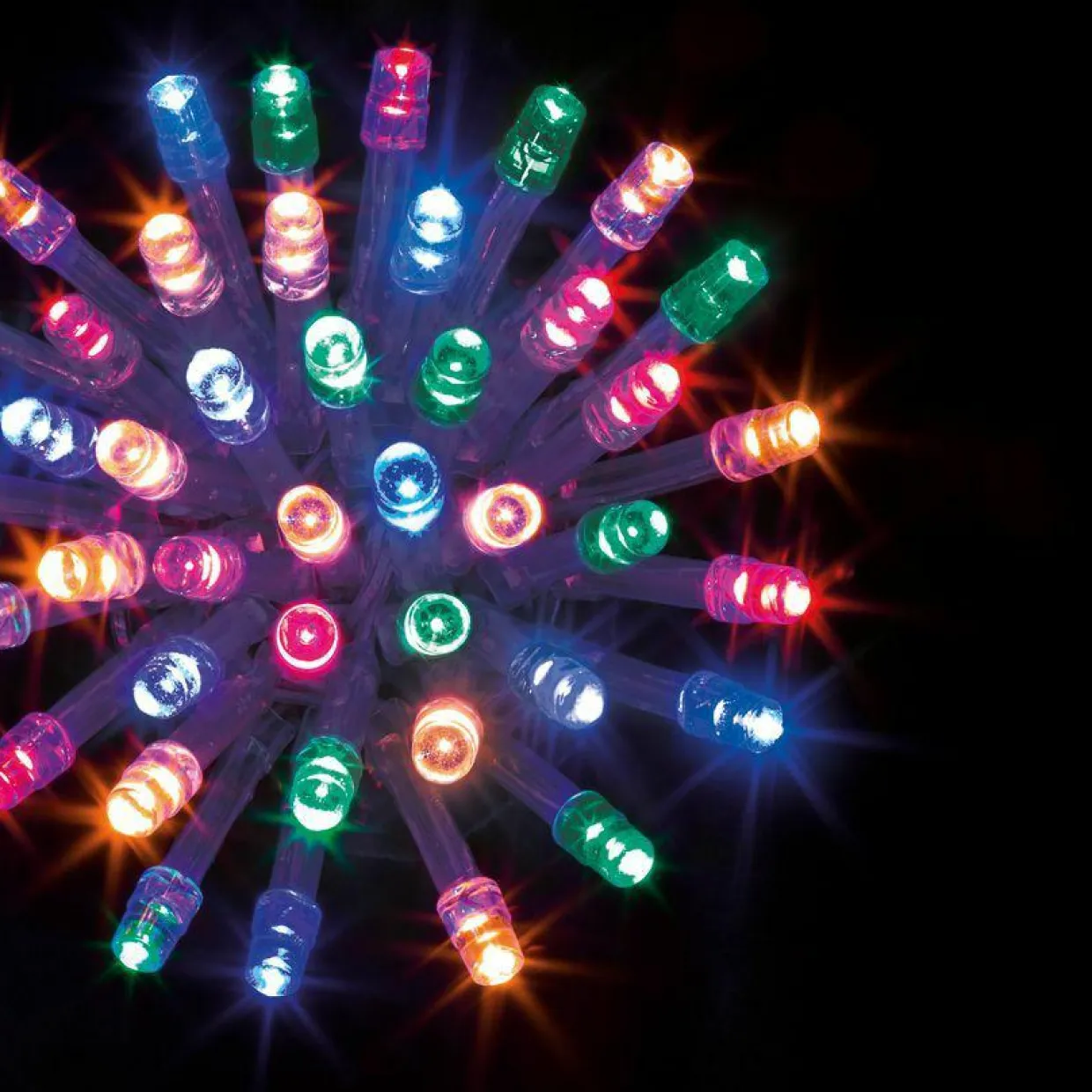 Guirlande lumineuse 30 m 300 LED câble transparent Timer Multicolore