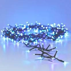Guirlande lumineuse 16 m 750 LED câble vert Luxe Tricolore Vert bleu et blanc