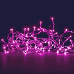 Guirlande lumineuse 8 m 128 LED câble transparent Rose