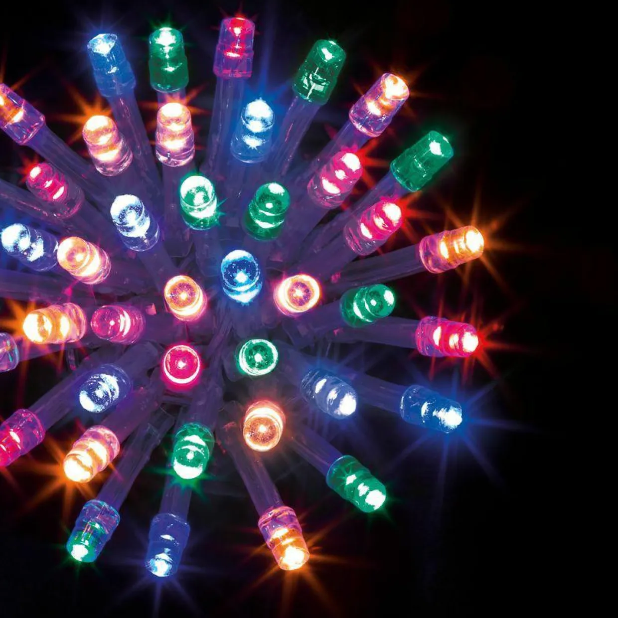 Guirlande lumineuse 10 m 100 LED câble transparent Timer Multicolore