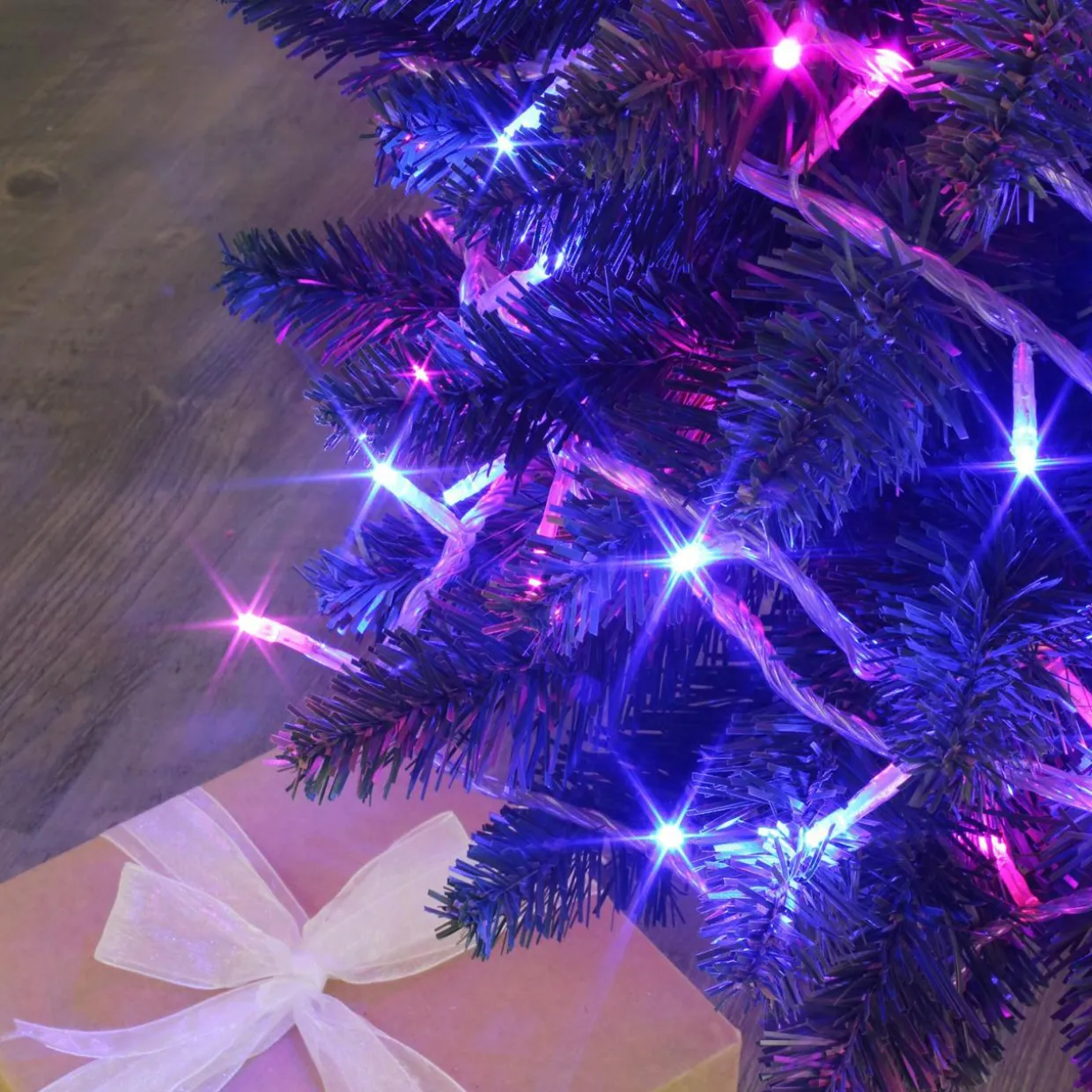 Guirlande lumineuse 8 m 128 LED câble transparent Bicolore Rose et bleu