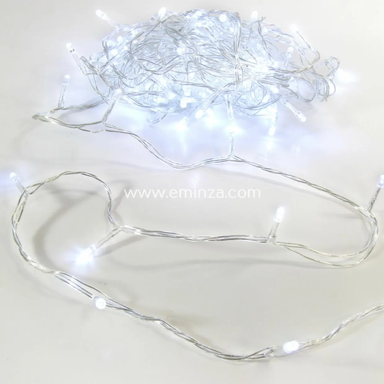 Guirlande lumineuse 10 m 100 LED câble transparent Timer Blanc froid