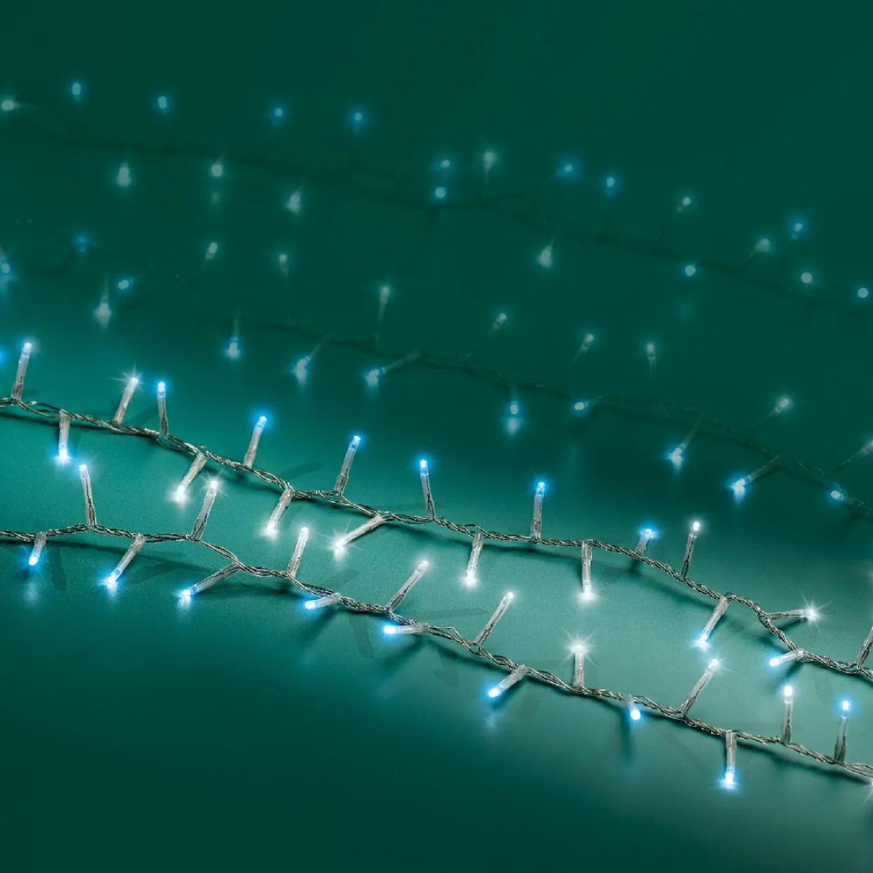 Guirlande lumineuse 11 m 500 LED câble transparent Luxe Bicolore Blanc et bleu