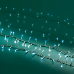Guirlande lumineuse 16 m 750 LED câble transparent Luxe Bicolore Blanc et bleu