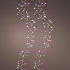 Guirlande lumineuse 6 m 480 Micro LED câble argent Luxe Tricolore Rose, blanc chaud et froid