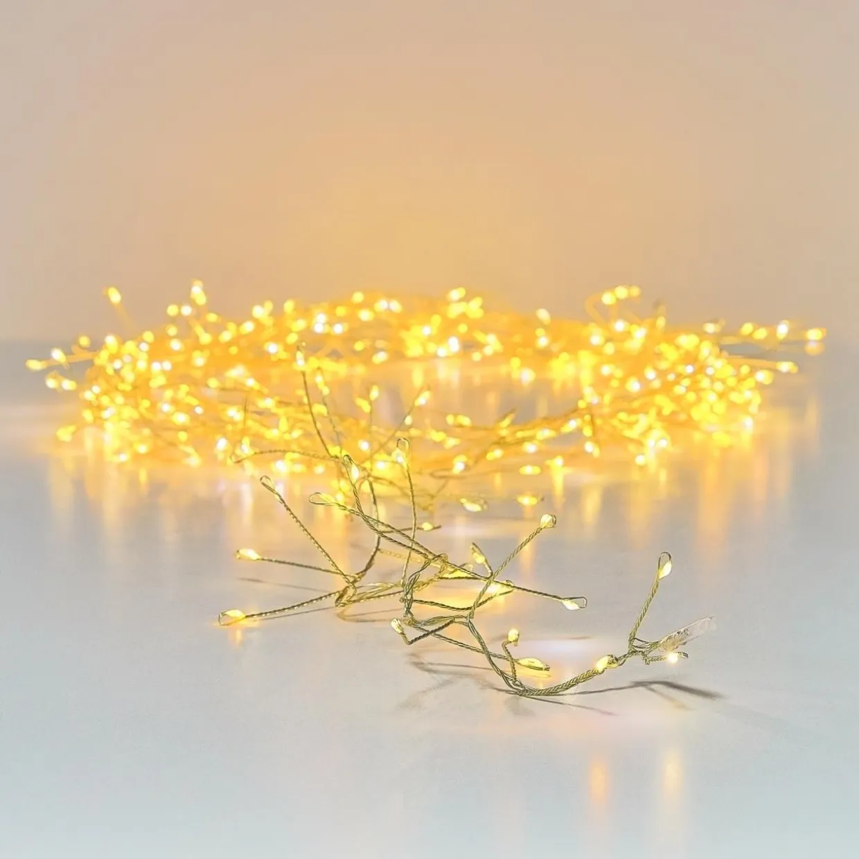 Guirlande lumineuse 12 m 960 Micro LED câble or Luxe bicolore Blanc chaud et froid