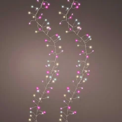 Guirlande lumineuse 12 m 960 Micro LED câble argent Luxe Tricolore Rose blanc chaud et froid