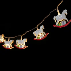 Guirlande lumineuse à piles 10 LED (1,65 m) Chevaux à bascule Blanc chaud