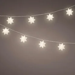 Guirlande lumineuse à piles 10 LED (2,25 m) Flocons en papier Blanc chaud