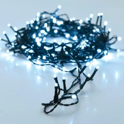 Guirlande lumineuse à piles 14.50 m 192 LED câble noir Luxe Blanc froid