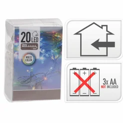 Guirlande lumineuse à piles 2 m 20 LED Fixe Multicolore