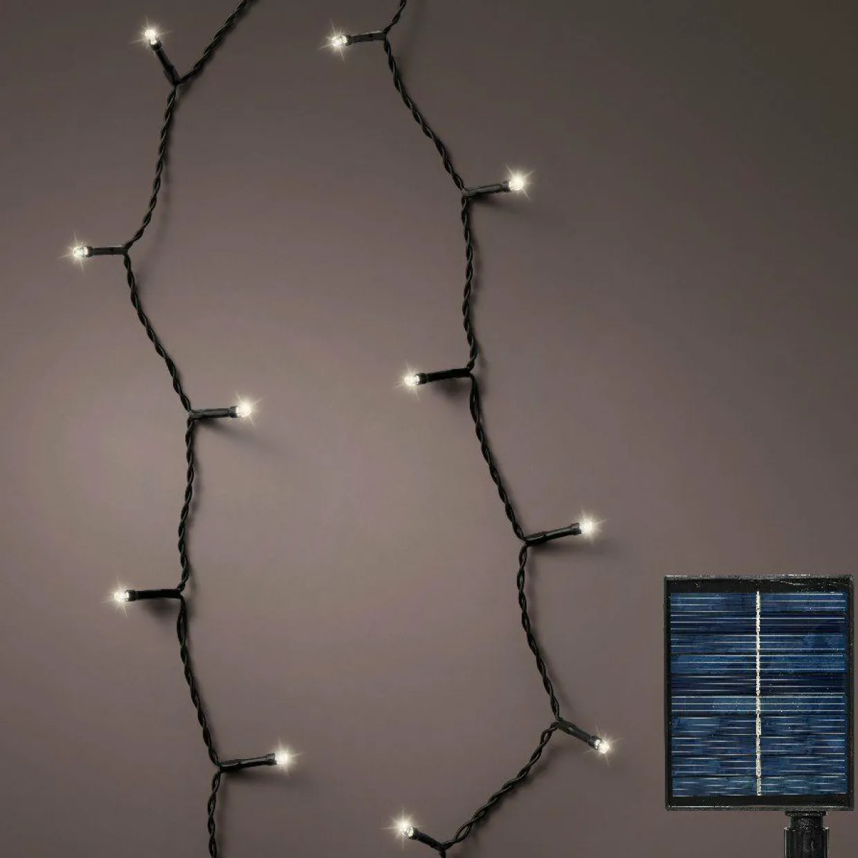 Guirlande lumineuse Solaire 27 m 360 LED câble noir Rechargeable Blanc chaud