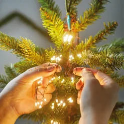 Guirlande rideau pour sapin H1,80 m 408 Micro LED câble argent Blanc chaud