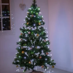 Guirlande rideau pour sapin H2,40 m 832 Micro LED câble argent Blanc froid