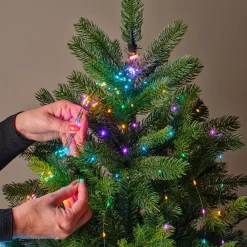 Guirlande rideau pour sapin H2,10m 672 Micro LED câble vert Multicolore pastel