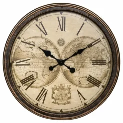 Horloge murale (D51 cm) Monde Tomy Marron patiné