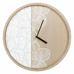 Horloge murale en bois (D40 cm) Calathea Blanc
