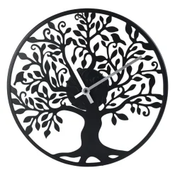 Horloge murale métal (30 cm) Arbre de Vie Noir