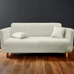 Housse de canapé effet bouclette (225 x 245 cm) Laina Ecru