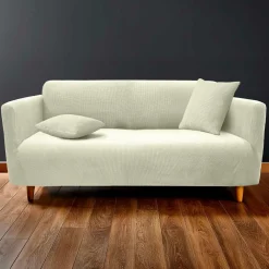Housse de canapé extensible effet gaufré (225 x 245 cm) Sacha Blanc