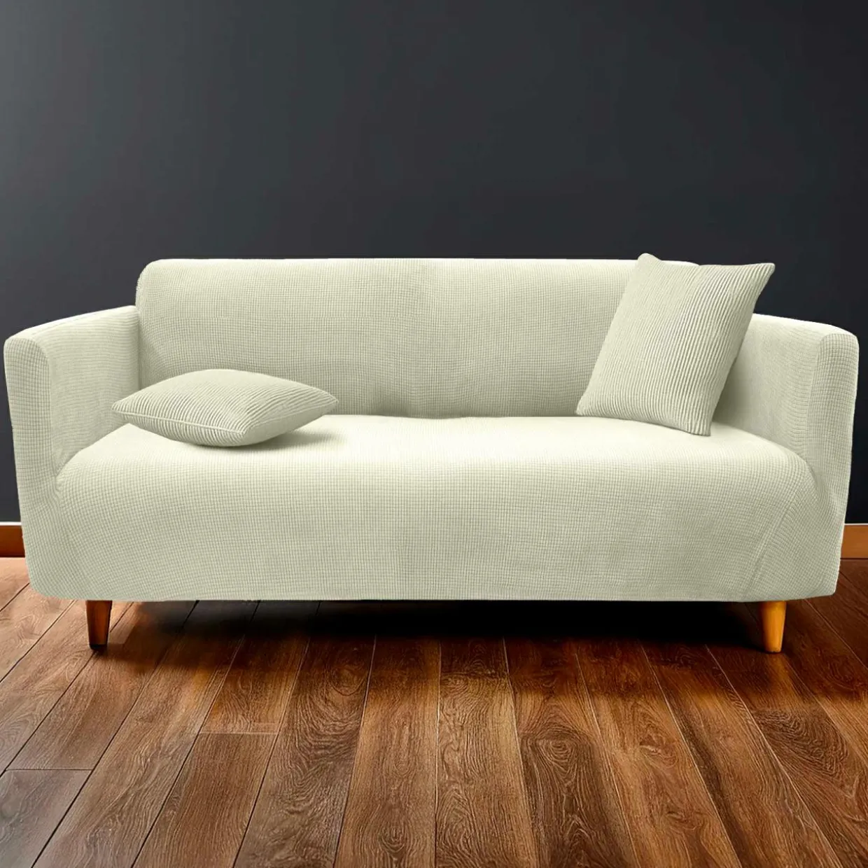Housse de canapé extensible effet gaufré (225 x 245 cm) Sacha Blanc
