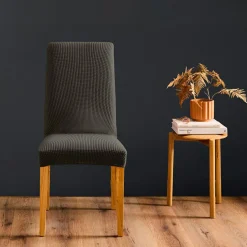 Housse de chaise extensible effet gaufré (40 x 40 cm) Sacha Gris anthracite