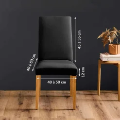 Housse de chaise extensible (40 x 40 cm) Mila Noir