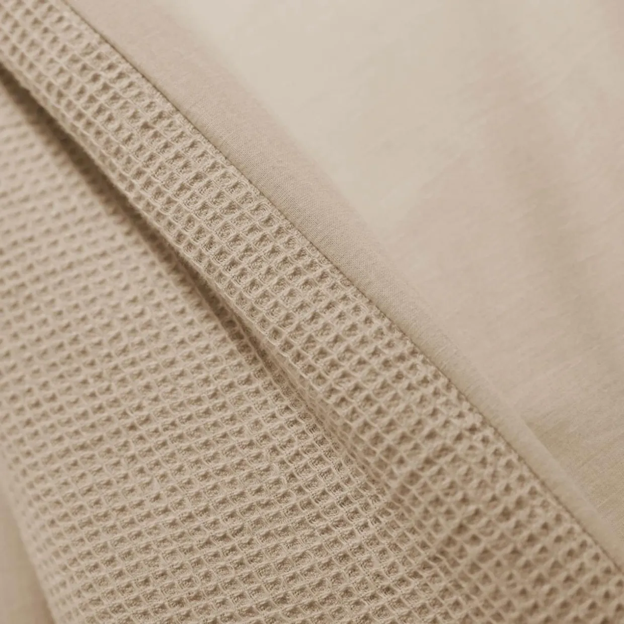 Housse de couette coton nid d'abeille (140 x 200 cm) Eva Ficelle