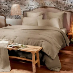 Housse de couette coton nid d'abeille (200 x 200 cm) Eva Ficelle