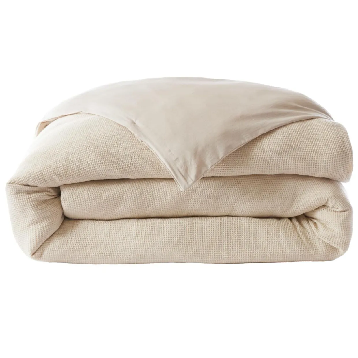 Housse de couette coton nid d'abeille (260 x 240 cm) Eva Beige