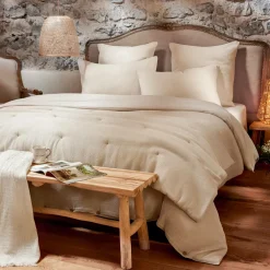 Housse de couette coton nid d'abeille (280 x 240 cm) Eva Beige