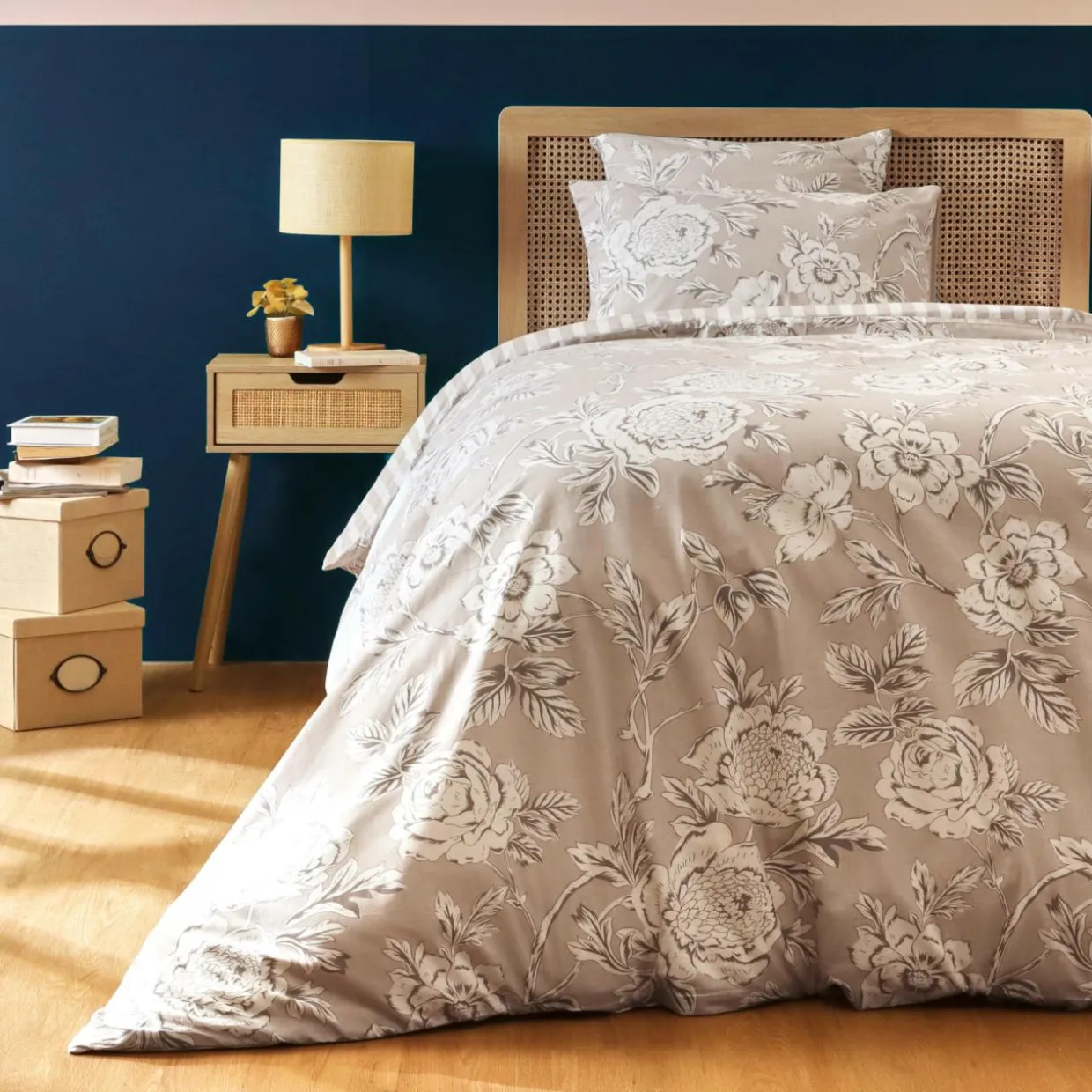 Housse de couette coton (140 x 200 cm) Lara Beige