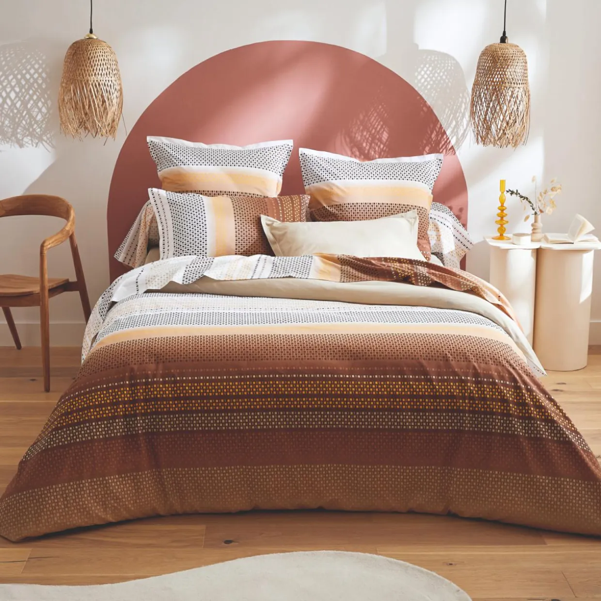 Housse de couette coton (240 x 220 cm) Niagara Marron châtaigne