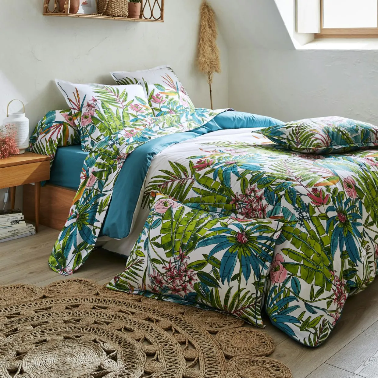 Housse de couette coton (240 x 220 cm) Sumatra Paon Multicolore