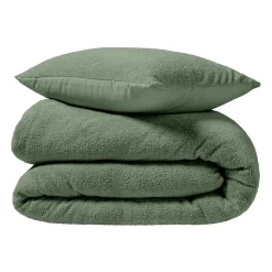 Housse de couette et deux taies d'oreiller bouclette (240 x 220 cm) Helena Vert cédre