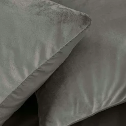 Housse de couette et deux taies d'oreiller velours (240 x 220 cm) Velina Gris anthracite