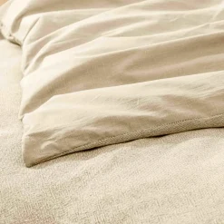 Housse de couette et deux taies d'oreiller coton (240 x 220 cm) Meline Beige sable