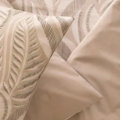 Housse de couette et deux taies coton (240 x 220 cm) Nalh Beige