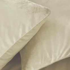 Housse de couette et deux taies d'oreiller velours (240 x 220 cm) Velina Ecru